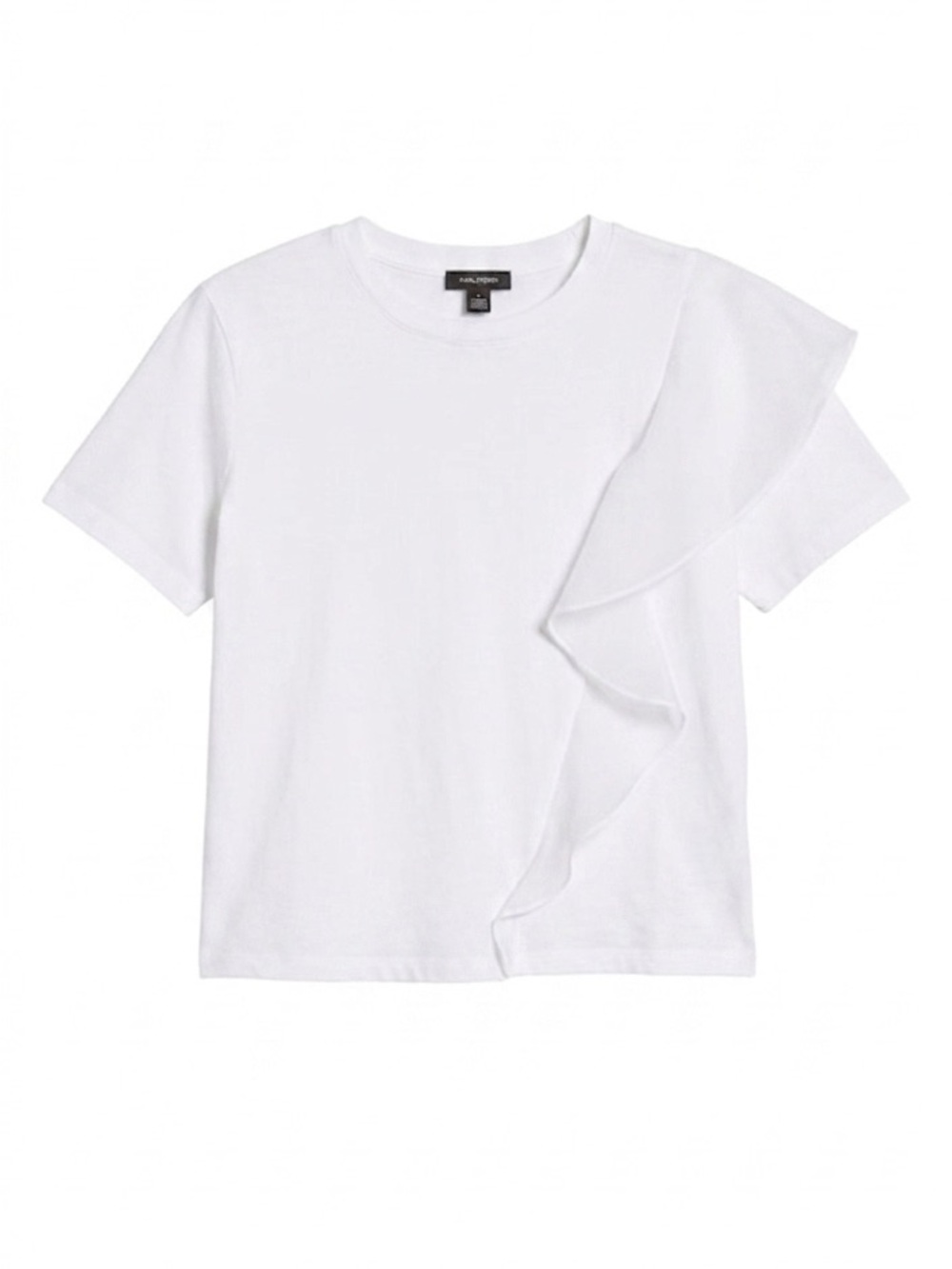 Halogen White Asymmetric Ruffle Hem Cotton Tee Size XS